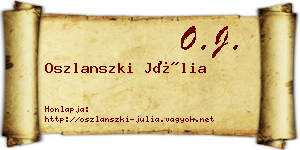 Oszlanszki Júlia névjegykártya